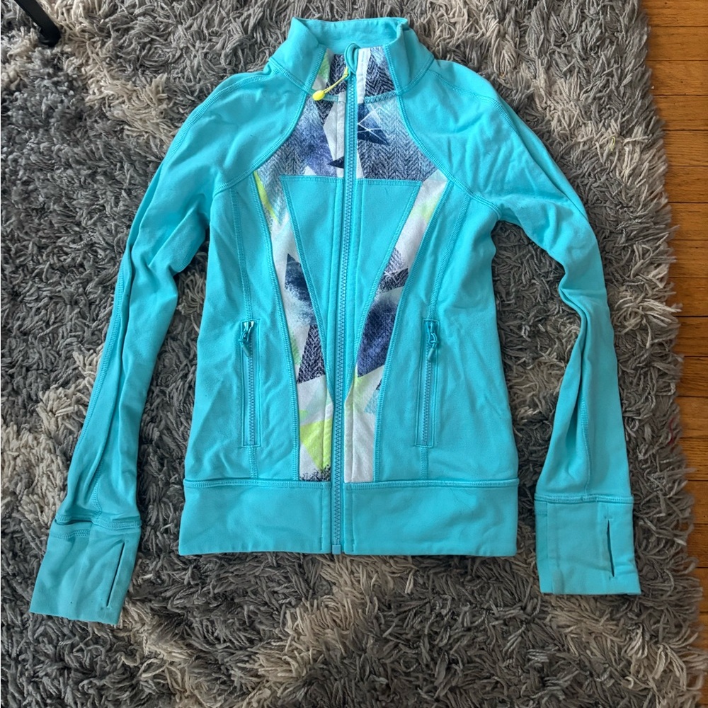 Ivivva Turquoise  Jacket with Patterned Accents